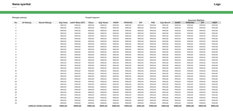 Payslip template